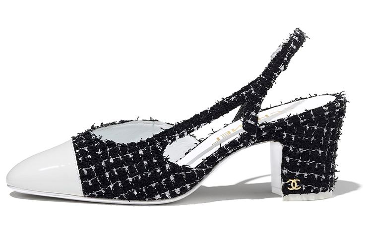 (W) Chanel Grosgrain and Patent Calfskin High Heels 'Black and White Ribbon'