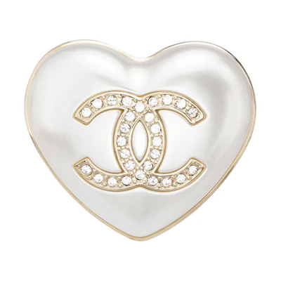 (Women) CHANEL Heart-Shaped Brooch White Gold Color. AB7006-B06560-NF085