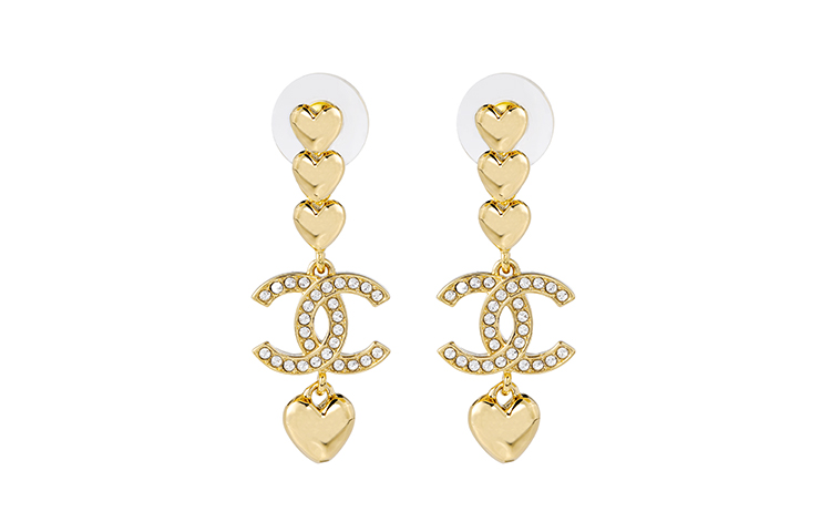 (Women) CHANEL Heart-Shaped Pendant Earrings Gold for Women ABA268GP