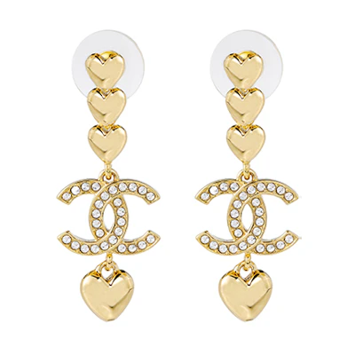 (Women) CHANEL Heart-Shaped Pendant Earrings Gold for Women ABA268GP