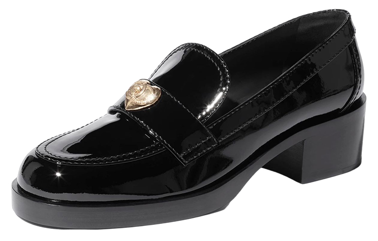 (Women) Chanel Heart CC 50mm Loafers Black Patent Calfskin G39697-X56828-94305