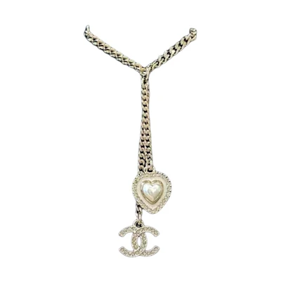 (Women) CHANEL Heart Design Gold Metal Glass Pearl Crystal Necklace for Women. ABD901-B17550-NZE20