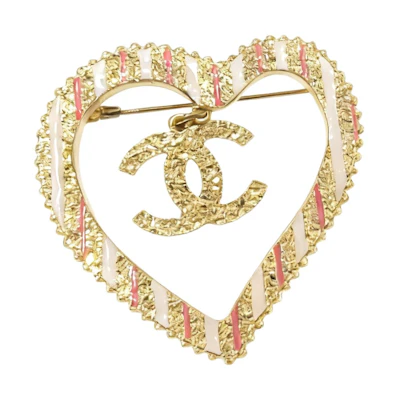 (Women) CHANEL Heart Double C Brooch Gold for Women. AB-24P-010
