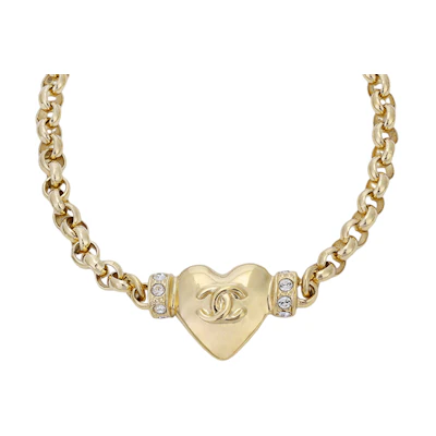 (Women) CHANEL Heart Logo Metal Rhinestone Bracelet Gold Women SS2024 Collection ABD086-B16157-NW375