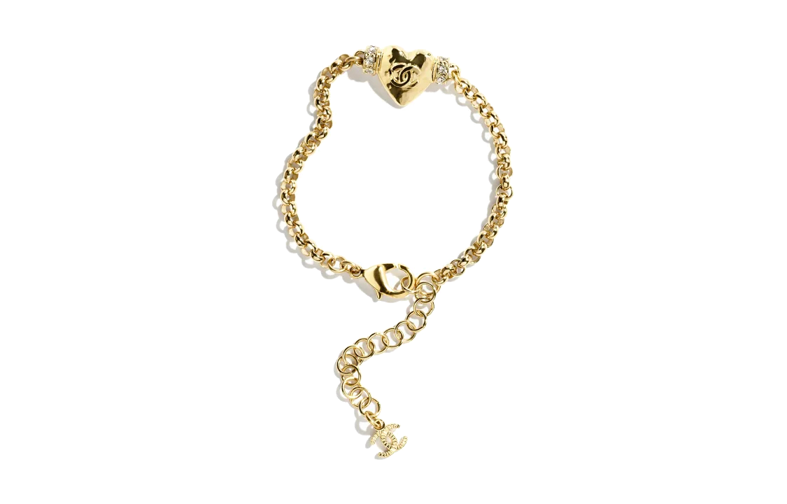 (Women) CHANEL Heart Logo Metal Rhinestone Bracelet Gold Women SS2024 Collection ABD086-B16157-NW375 圖 2