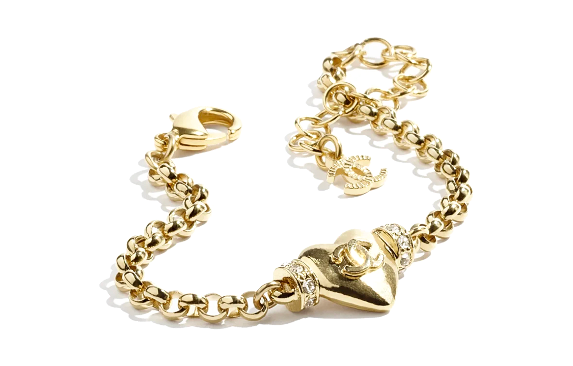 (Women) CHANEL Heart Logo Metal Rhinestone Bracelet Gold Women SS2024 Collection ABD086-B16157-NW375 圖 3