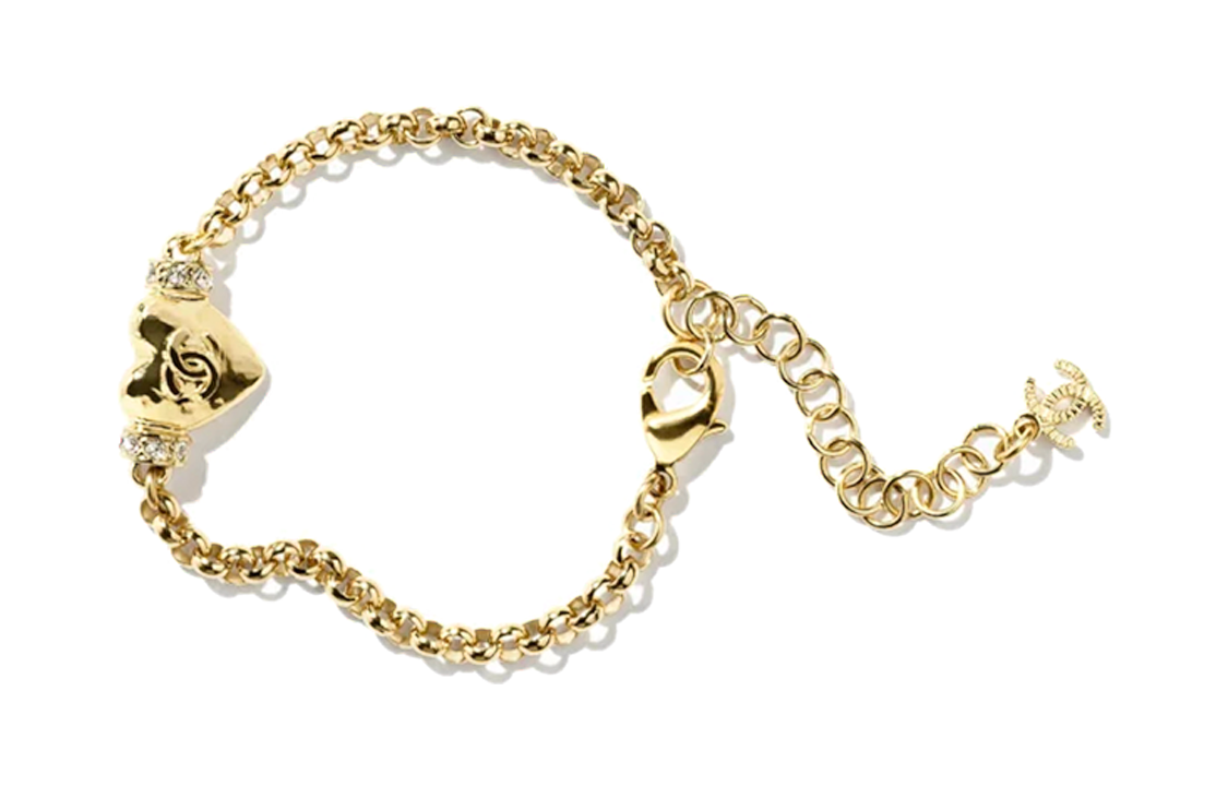 (Women) CHANEL Heart Logo Metal Rhinestone Bracelet Gold Women SS2024 Collection ABD086-B16157-NW375 圖 4