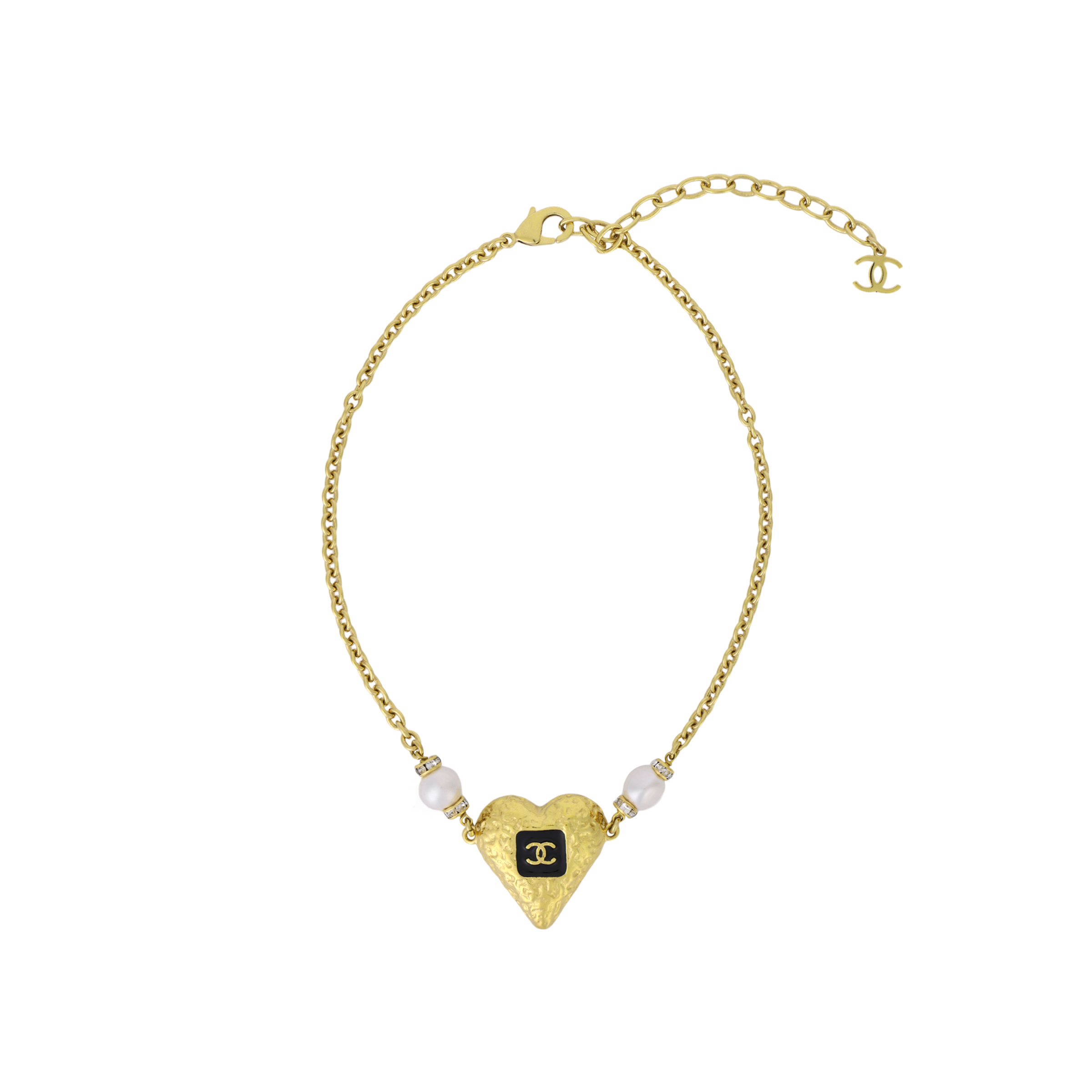 (Women) CHANEL Heart Pendant Necklace -  Black ABC236B14766