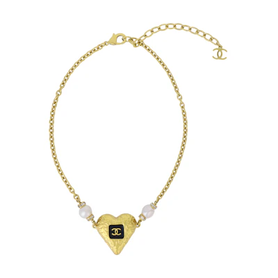 (Women) CHANEL Heart Pendant Necklace - Black ABC236B14766