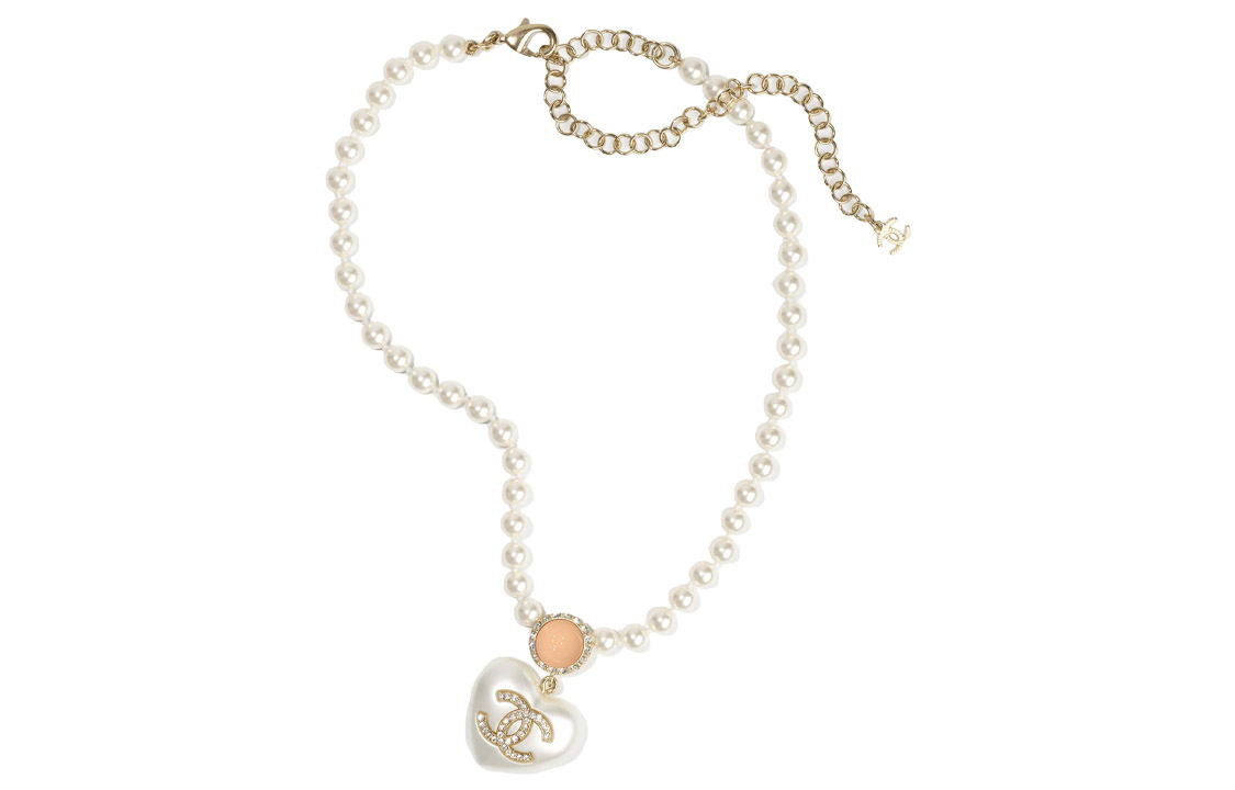 (Women) CHANEL Heart Shape Pendant Necklace for Women in Pearl White Resin and Metal. AB7012-B06558-NF087 圖 3