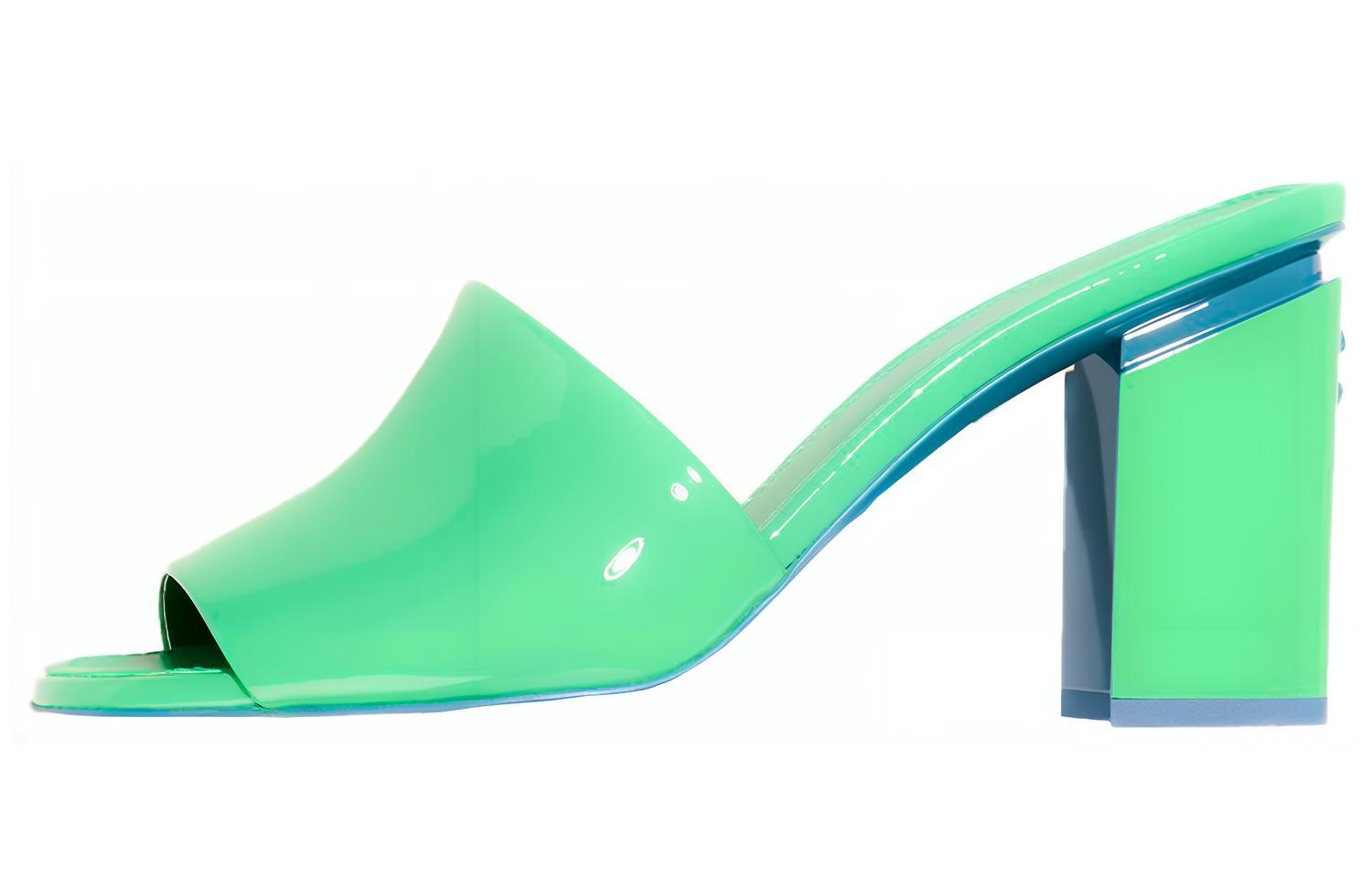 (W) Chanel Heeled Sandal 'Green Patent Calfskin'