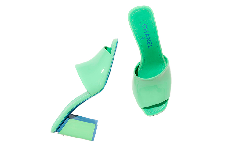 (W) Chanel Heeled Sandal 'Green Patent Calfskin' 圖 2