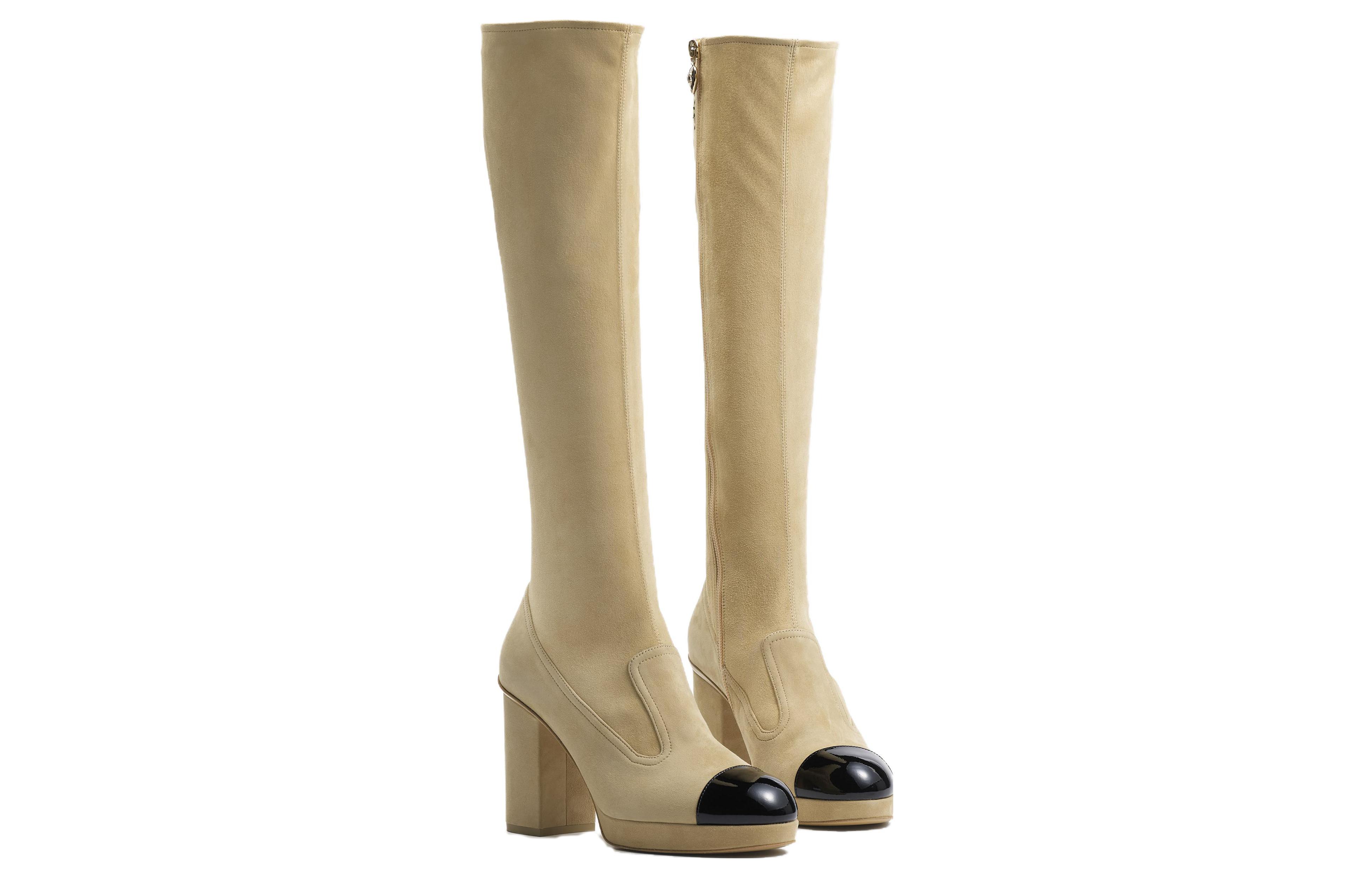 (W) Chanel High-Top Boot 'Beige Leather Fashion Round Toe' 圖 3