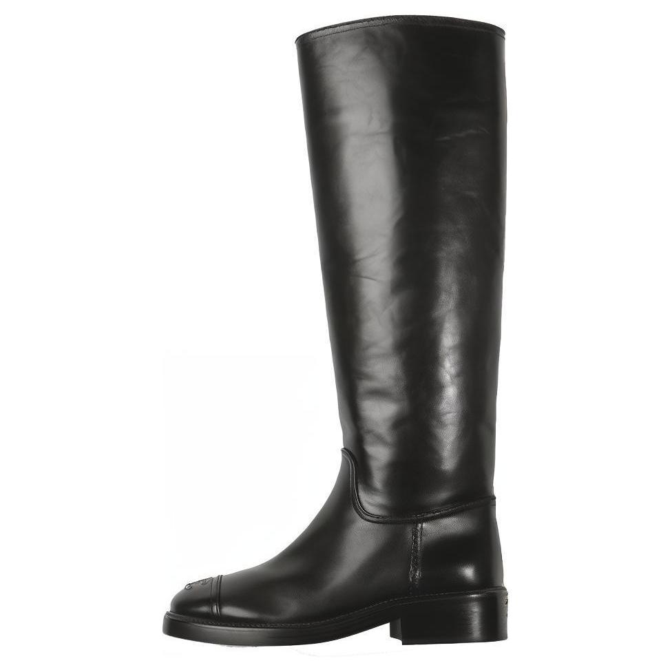 (W) Chanel High-Top Boot 'Simple Black Leather'