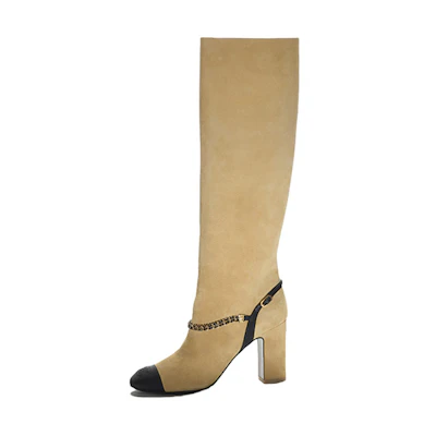 (W) Chanel High-Top Boots 'Beige Velour'