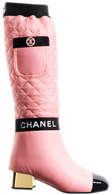 香奈兒 (CHANEL) 小羊皮與小牛漆皮保暖增高高筒靴 女款 粉色 Order 香奈兒 (CHANEL) 小羊皮與小牛漆皮保暖增高高筒靴 女款 粉色