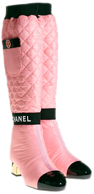 香奈兒 (CHANEL) 小羊皮與小牛漆皮保暖增高高筒靴 女款 粉色 Lookbook 香奈兒 (CHANEL) 小羊皮與小牛漆皮保暖增高高筒靴 女款 粉色