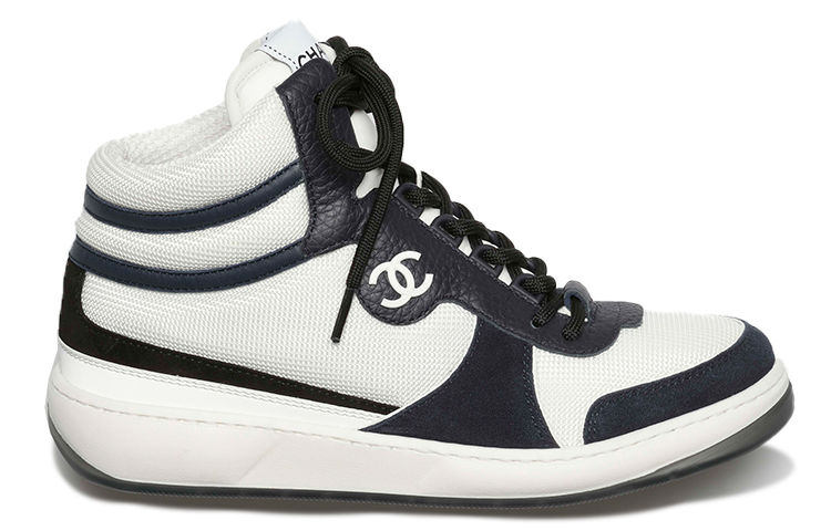 (W) Chanel High-Top Calfskin Sneakers 'White Blue' 圖 2