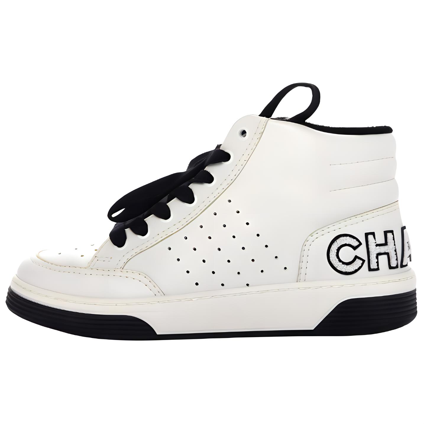 Buy (W) 香奈儿高帮系带"标志性标志白色" G35934-X51648-C8645