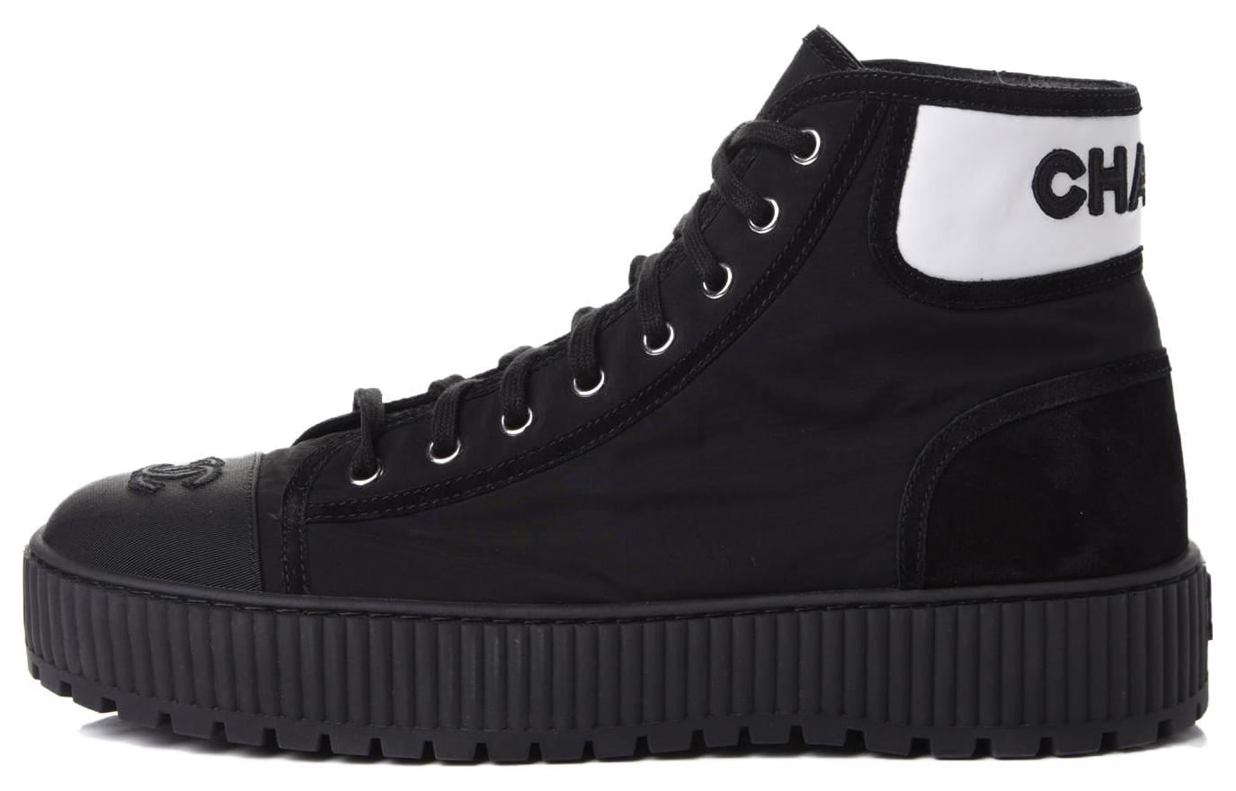 (W) Chanel High-Top Lace-Up Black 'Fashion Sneaker'