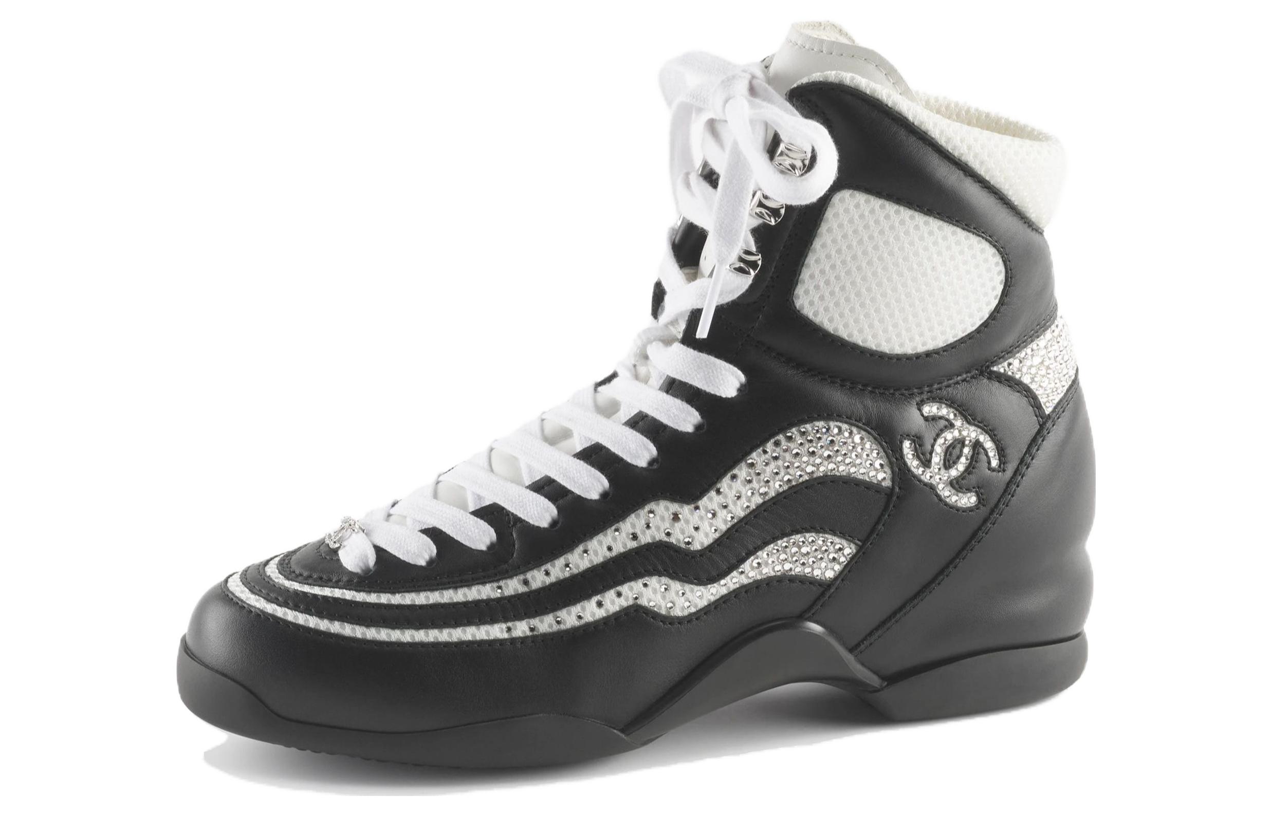 (Women) Chanel High-Top Lace-Up Sneakers 'Black Silver' G45220-B14084-NR452