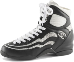 (Women) Chanel High-Top Lace-Up Sneakers 'Black Silver' G45220-B14084-NR452 (Women) Chanel High-Top Lace-Up Sneakers 'Black Silver' G45220-B14084-NR452