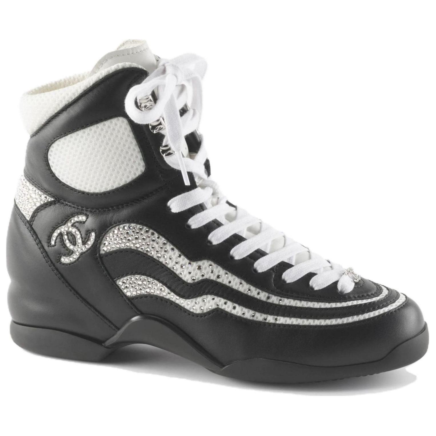 Order (W) Chanel Kasut Sneakers Bertali Tinggi 'Hitam Perak' G45220-B14084-NR452