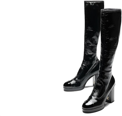 (Women) Chanel High-Top Slip-On Boots 'Black Leather' G45324-B14606-94305 Lookbook (Women) Chanel High-Top Slip-On Boots 'Black Leather' G45324-B14606-94305