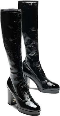 (W) Bottes Montantes Chanel en Cuir Noir. G45324-B14606-94305 Shop (W) Bottes Montantes Chanel en Cuir Noir. G45324-B14606-94305