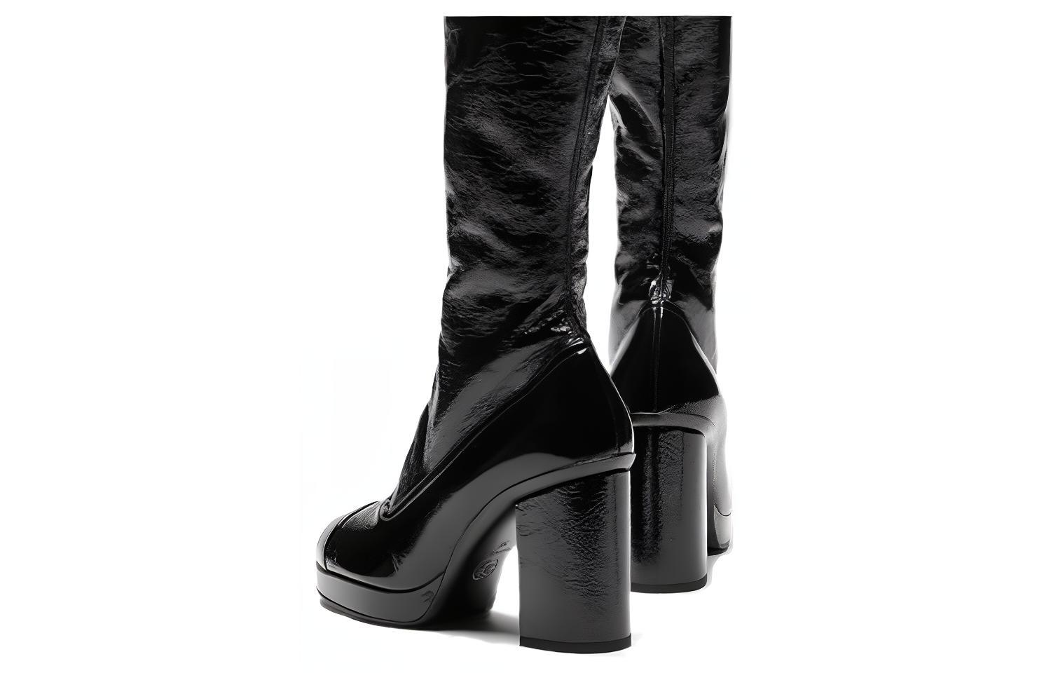 Purchase (W) Bottes Montantes Chanel en Cuir Noir. G45324-B14606-94305