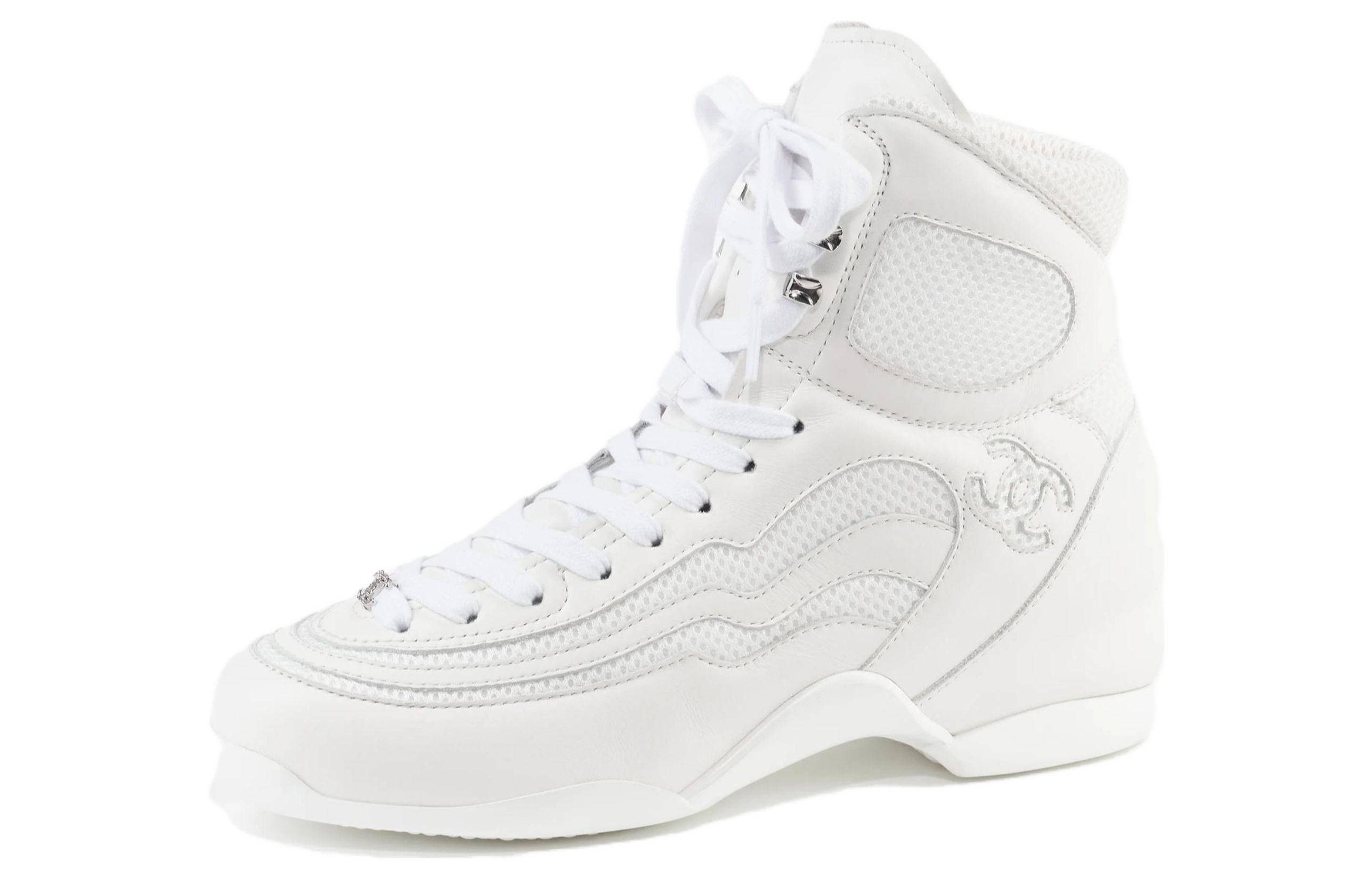 (W) Chanel High-Top Sneaker 'White Leather Round-Toe'