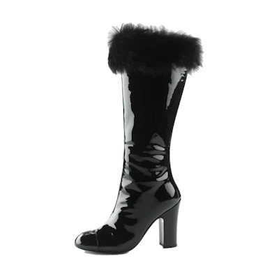 (W) Chanel High-Top Zip Boots 'Patent Leather Black'