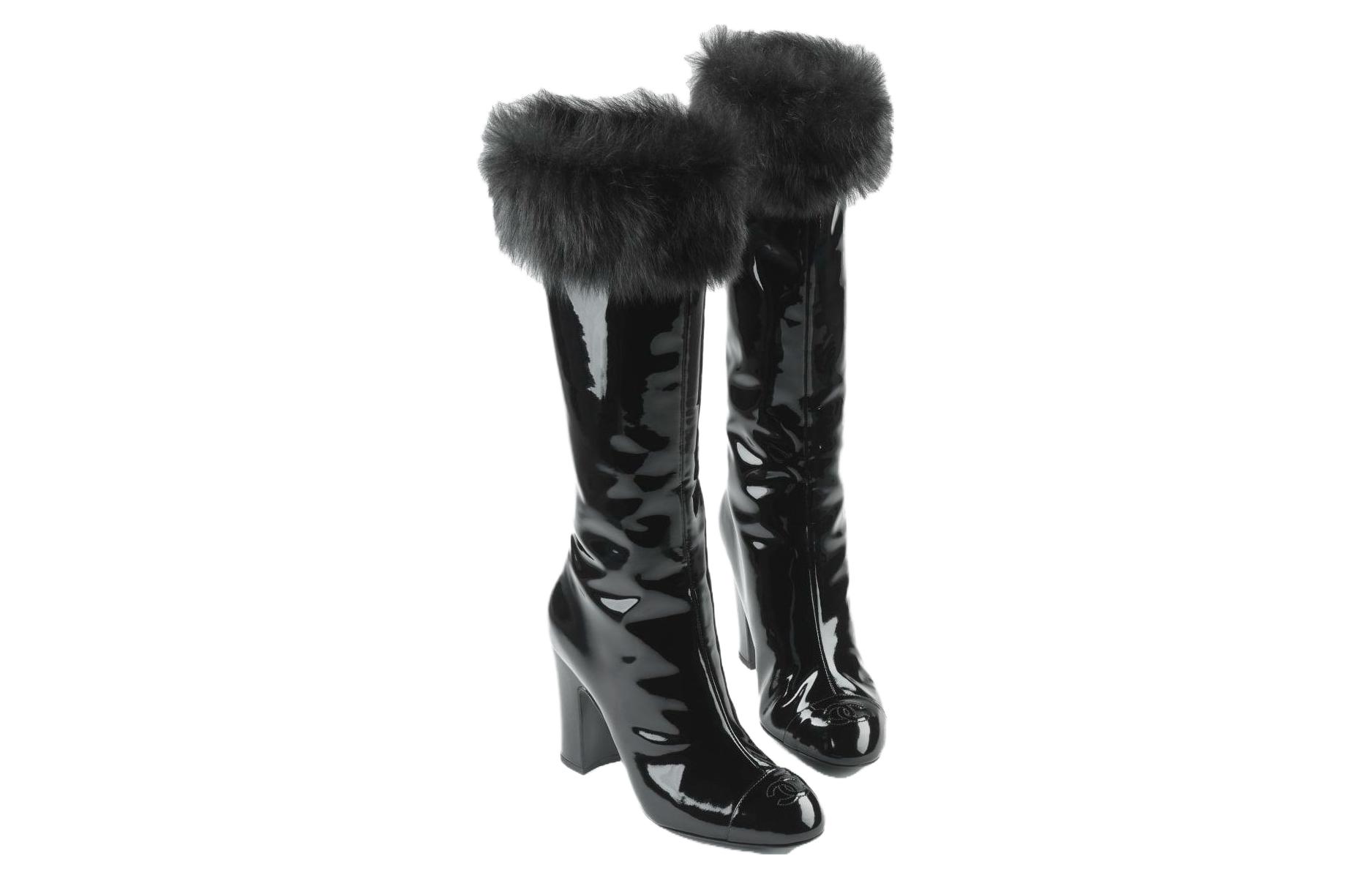 (W) Chanel High-Top Zip Boots 'Patent Leather Black' 圖 4