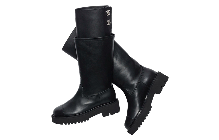 Shop (Women) Chanel High 20mm Boots Black Calfskin G39201-Y56220-94305