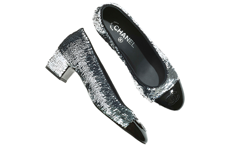 (W) Chanel High Heel 'Silver Black Sequin and Calfskin Patent' 圖 2