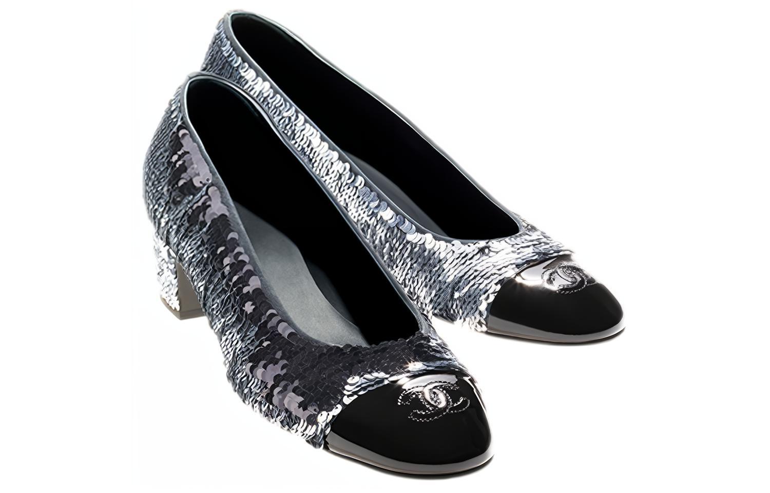 (W) Chanel High Heel 'Silver Black Sequin and Calfskin Patent' 圖 3