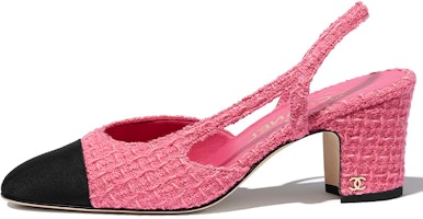 (Women) Chanel High Heel Mules 'Pink Tweed Satin' G31318-Y54248-K2290 (Women) Chanel High Heel Mules 'Pink Tweed Satin' G31318-Y54248-K2290