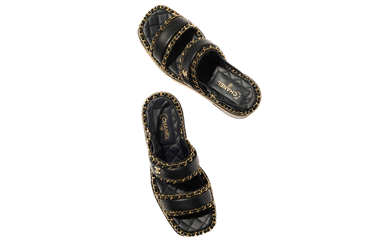 (W) Chanel High Heel Slide 'Black Sheepskin Leather' 圖 4