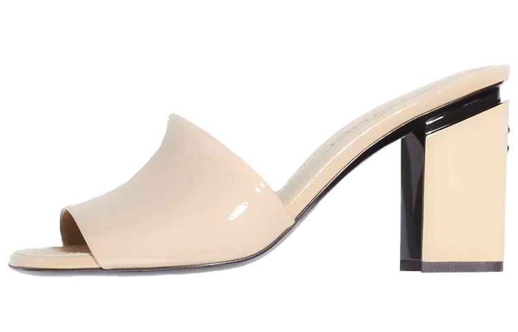 (W) Chanel High Heel Slide 'Deep Beige Black'