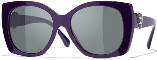(Women) CHANEL Irregular Purple Sunglasses with Logo Detail for Women. CH5519C1758S4 (Women) CHANEL Irregular Purple Sunglasses with Logo Detail for Women. CH5519C1758S4