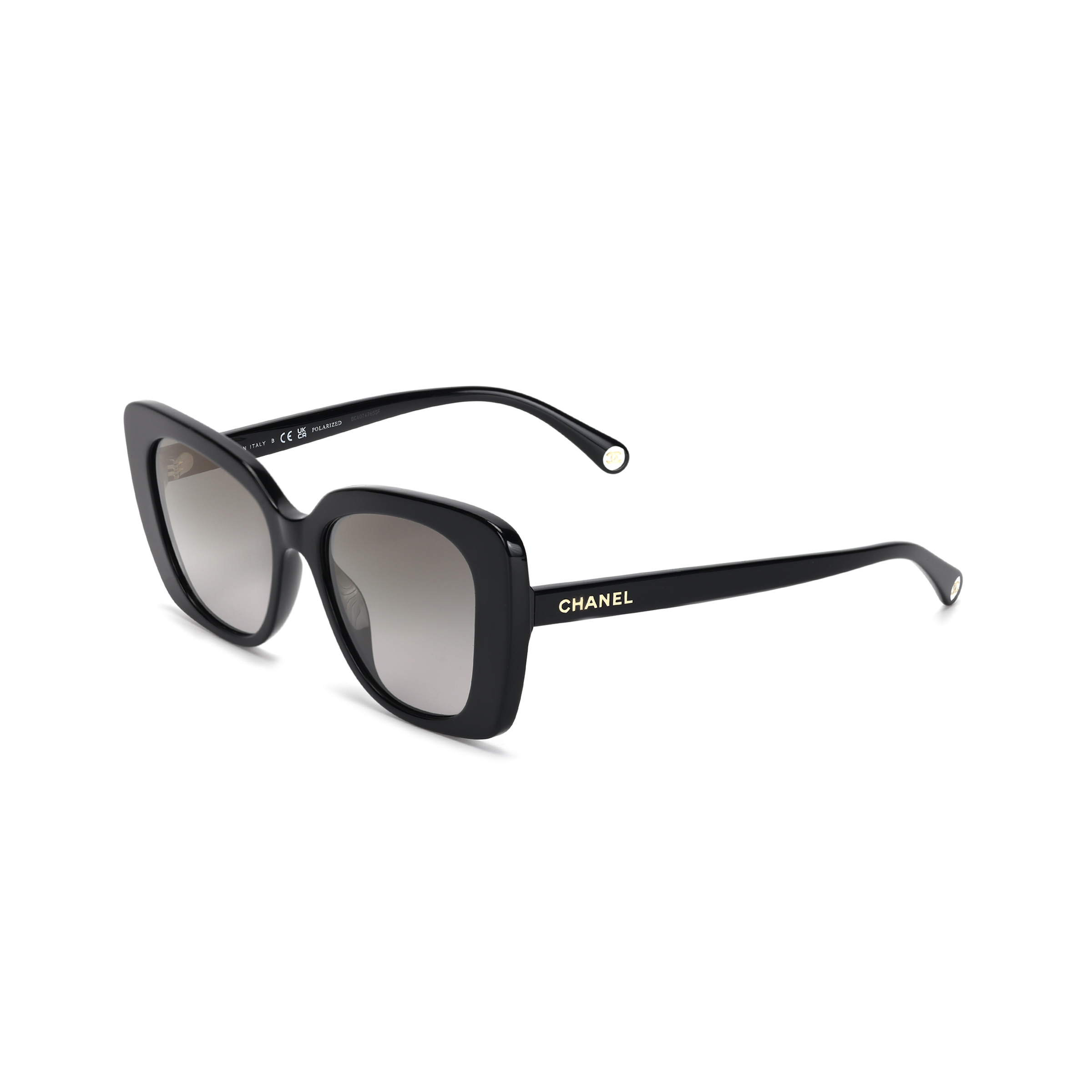 (Women) CHANEL Irregular Shaped Black Sunglasses for Women with Logo Design. 22660587