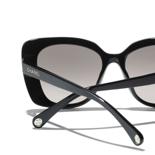 (Women) CHANEL Irregular Shaped Black Sunglasses for Women with Logo Design. 22660587 圖 4