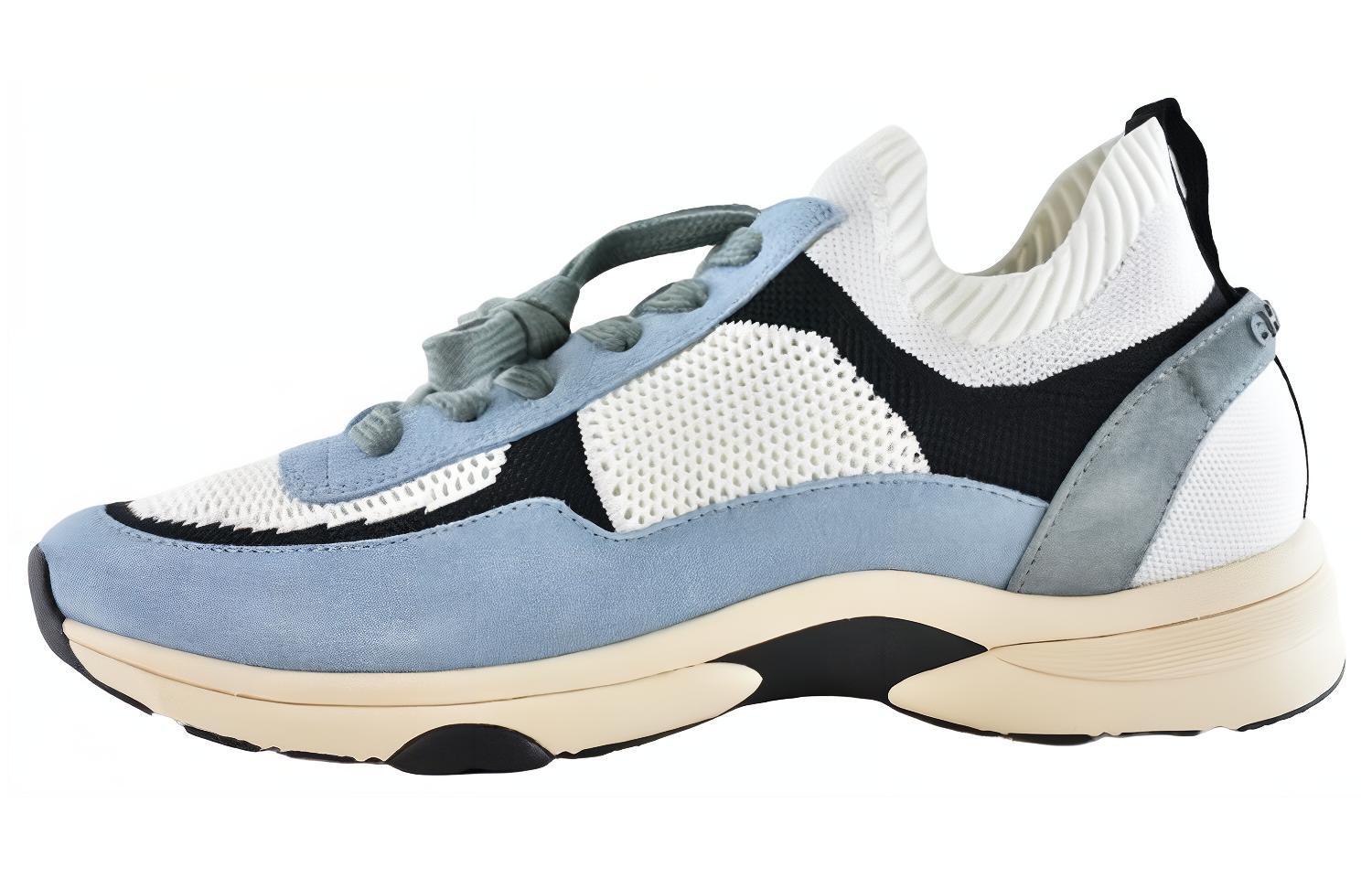 (W) Chanel Knit and Suede Calfskin Sneakers 'White Blue'