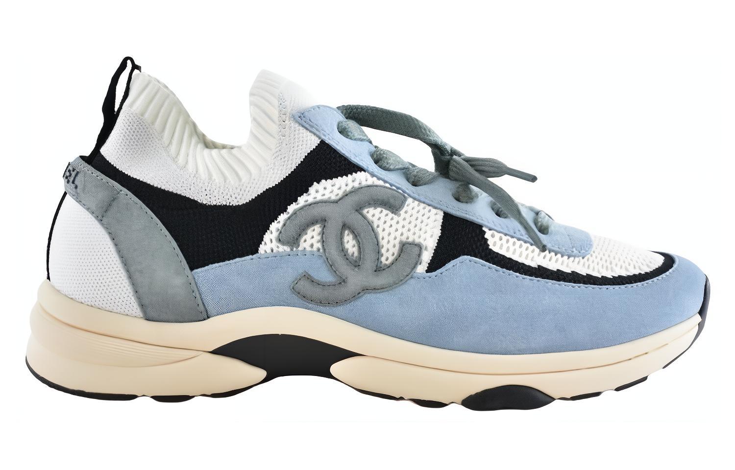 (W) Chanel Knit and Suede Calfskin Sneakers 'White Blue' 圖 2