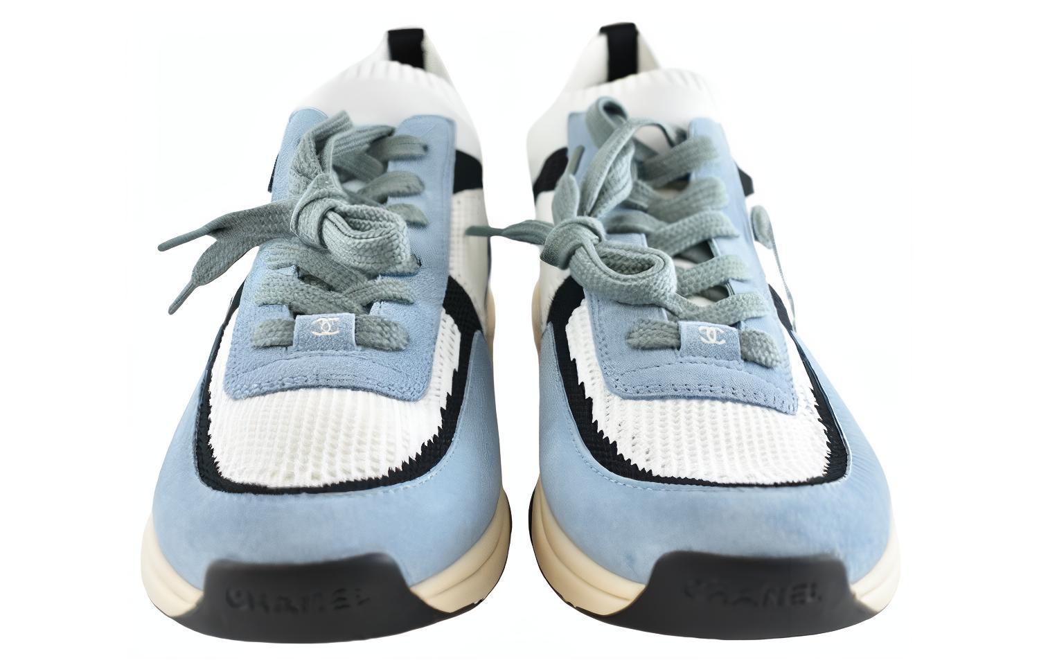 (W) Chanel Knit and Suede Calfskin Sneakers 'White Blue' 圖 3