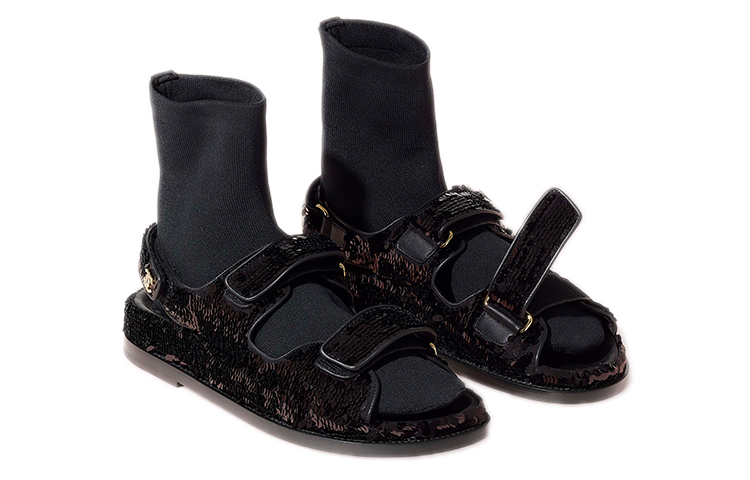 Lookbook (Women) Chanel Knit Sandals with Sequins 'Black' G38695-Y55689-94305