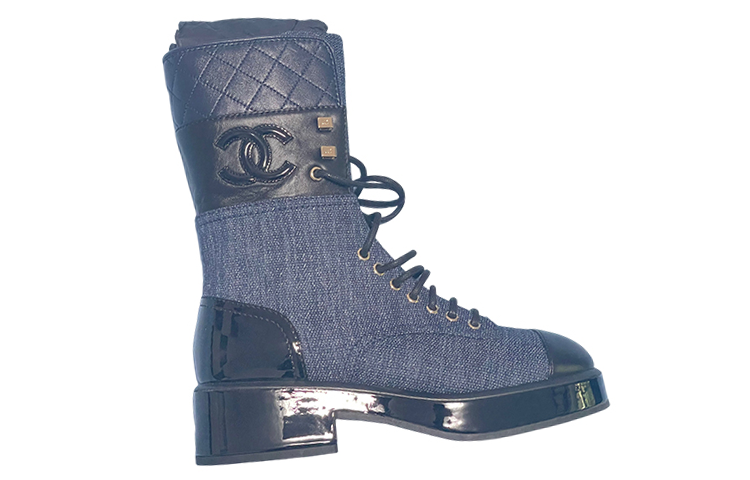 Lookbook (W) シャネル レースアップショートブーツ 藍黒 (Chanel Ressuappu Shōto Būtsu Ai-guro) G38863-Y55778-K3941