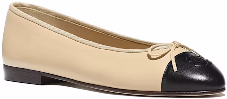 (W) Chanel Bailarinas Beige y Negro de Piel de Cordero 10mm G02819-X01000-C0204 Lookbook (W) Chanel Bailarinas Beige y Negro de Piel de Cordero 10mm G02819-X01000-C0204