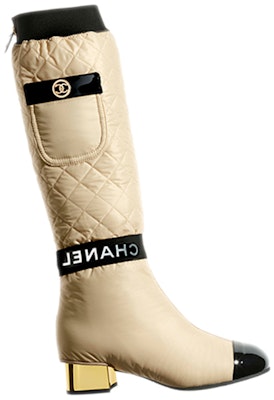 (Women) Chanel Lambskin & Calfskin Patent Leather High-Top Boots 'Beige Black' G38428-Y55553-K3408 Order (Women) Chanel Lambskin & Calfskin Patent Leather High-Top Boots 'Beige Black' G38428-Y55553-K3408