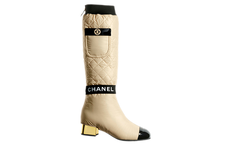 Lookbook (Women) Chanel Lambskin & Calfskin Patent Leather High-Top Boots 'Beige Black' G38428-Y55553-K3408